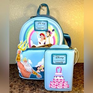 The Little Mermaid Triton's Gift Mini Backpack and Matching Zip Wallet